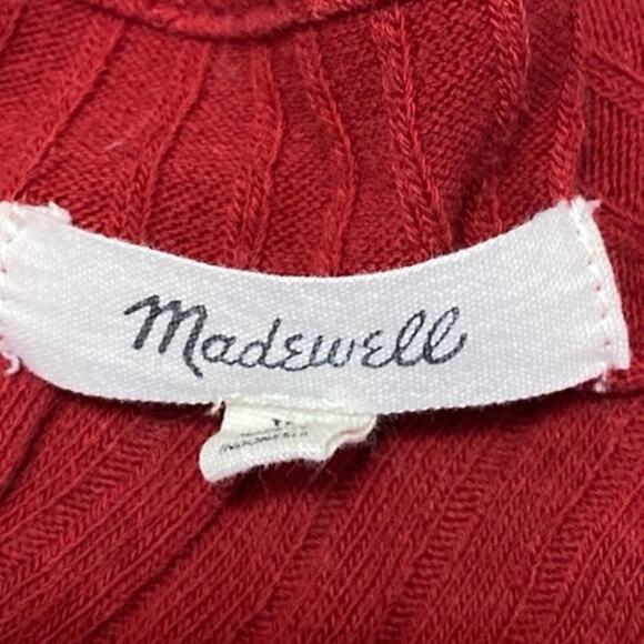Madewell Red Rib Knit Long Sleeve Button Down Crop Cardigan Sweater Top Size XS - Picture 3 of 4